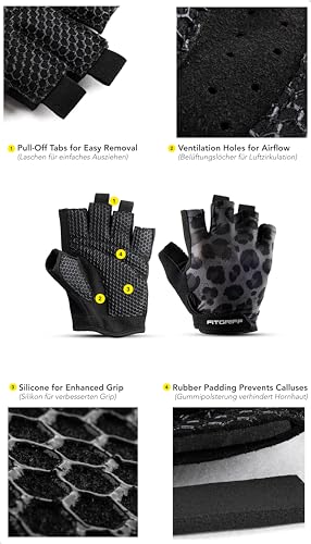Fitgriff® Guantes Gimnasio Hombre y Mujer (Acolchado) - Accesorios para Gym, Fitness, Entrenamiento y Levantamiento de Pesas - Imagen 4