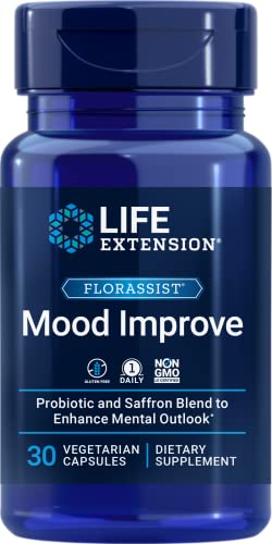 Life Extension FLORASSIST Mood - Probiotic & Saffron Blend – Gluten-Free, Non-GMO, Vegetarian - 30 Capsules