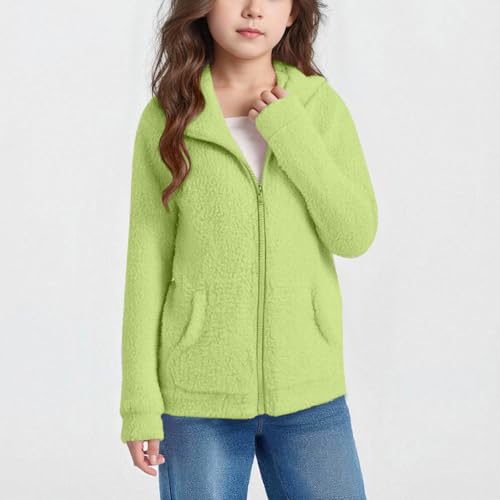 Polar Fleece Jacket for Kids Girls Zip-up Jacket Comfy Hoodie Sherpa Fleece Sweatshirt Fall Winter Soft Coat 5-14 Years2