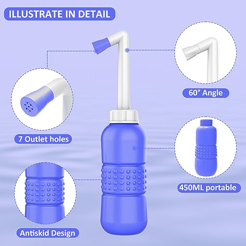Image of HANNEA Portable Bidet Spray Bottle 450ml EVA 26 x 7 x 7cm Blue Travel