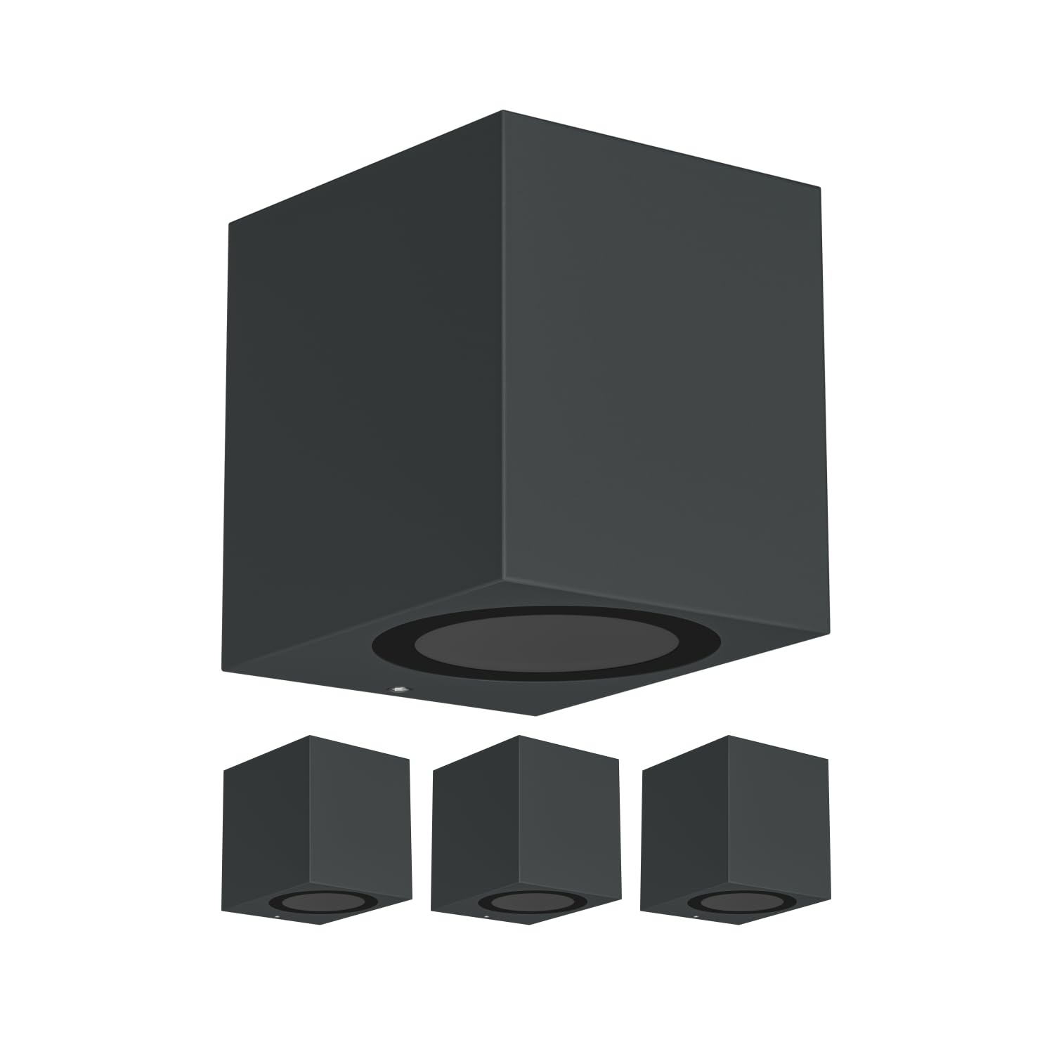 ledscom.de 4x kinkiet ALSE do zastosowań zewnętrznych, IP54, downlight, antracyt matowy, prostokątny, 1x GU10, maks. 35 W