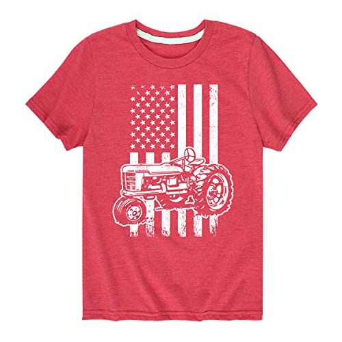 Instant Message - Tractor American Flag - Toddler & Youth Short Sleeve Graphic T-Shirt