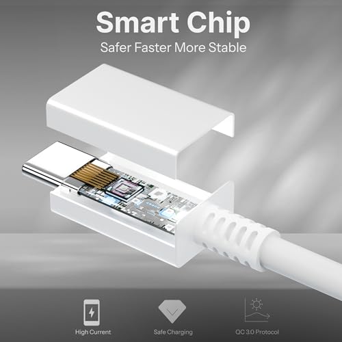 Image of OFUCA 45W USB Type C to C Fast Charging Cable 1M, PD Fast Charge & Data Sync USB-C Cable Compatible with samsung Galaxy S24 /S23 /S22 /S21, Note Series, A & M Series, Tablets & Other Type C Devices (WHITE) by HOMEMO