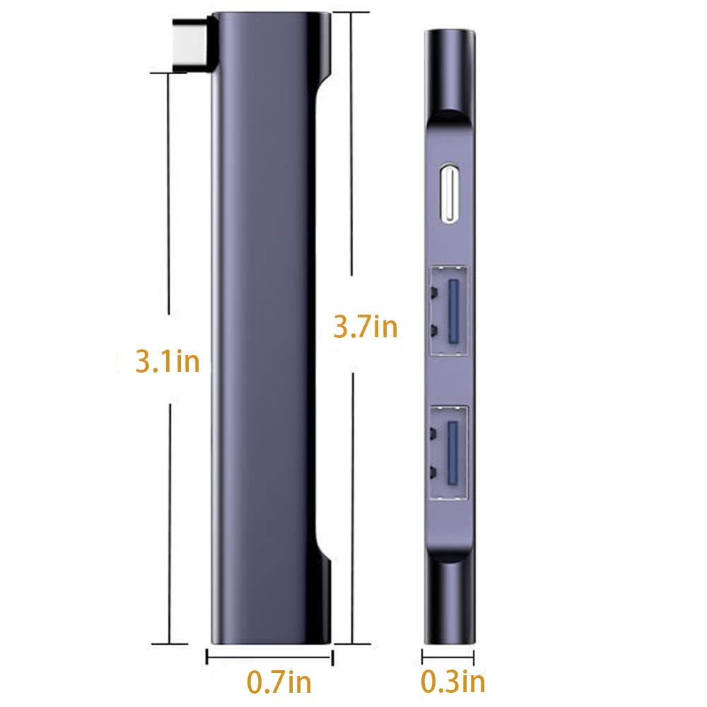 Hub USB C do laptopa, przenośny rozdzielacz USB C, wieloportowy adapter z portem ładowania typu C i portem USB 3.0, do MacBooka Pro/Air, Surface Pro, klawiatury, pendrive'a (Hub USB C z portem
