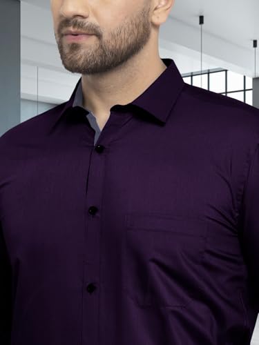 Image of Pinkmint Mens Long Sleeve Button Down Shirt for Men Collared Casual Formal Soild Shirt
