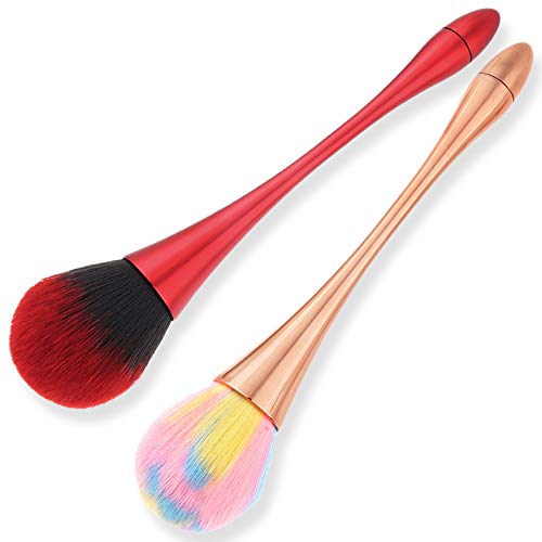 SILPECWEE 2 Pcs Nail Brushes Remove Dust Powder For Acrylic Rose Shape Nail