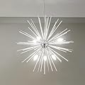 Modern Chrome Sputnik Chandeliers,6-Light Starburst Firework Ceiling Lights Dining Room Chandelier Light Fixture for Living Room, Bedroom, Kitchen, Entryway, Foyer,Dia 25",E12 Sockets