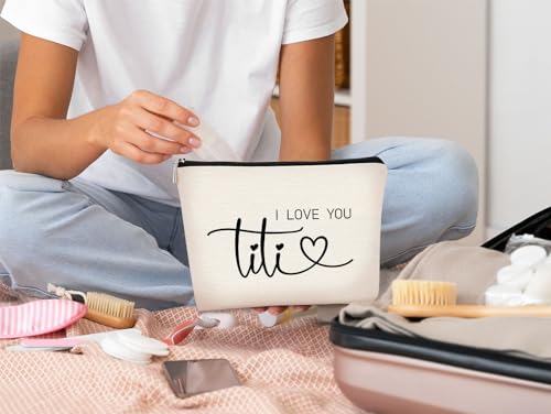 Aunt Gifts, Auntie Gift Ideas, Titi I Love You Makeup BagTiti Gifts,Auntie Gifts for Women, Best Auntie Gifts Cosmetic Bag,Gifts for Aunts from Niece,Aunt Birthday Mothers's Day Gifts4