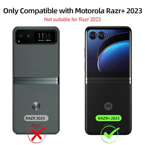for Motorola Razr Plus 2023 case, Built-in Screen Protector & Hinge Protection & Ultra Thin Matte PC Shockproof Phone Cover Smartphone Case for Moto Razr Plus 2023 (Black)