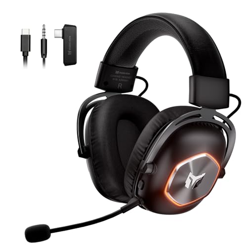 BIGBIG WON HALO PRO 2.4GHz Wireless Gaming Headset for PC, PS5, PS4, Switch, Bluetooth 5.3 Gaming Headphones with Noise Canceling Microphone & 35 Hr Battery, 3.5mm Wired Mode for Xbox Series X|S