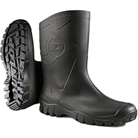 DUNLOP Short Leg Half-Height Wellies Easier On & Off Good For Wider Calf Fitting,Green/Black Sole,9 UK
