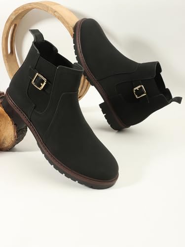 Image of Carlton London Men's Comfortable Chelsea Boot with Buckle