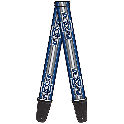 Correa para guitarra 1929 Chevrolet Bowtie Logo Rayas Azul Plata Azul 5 cm de ancho