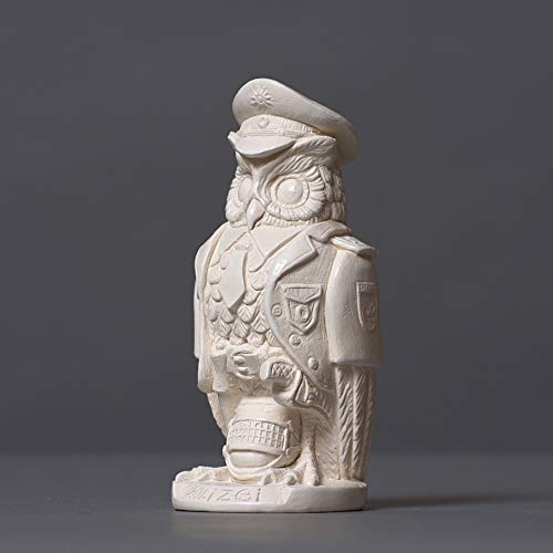 Uil in poliets-bekleding, sculptuur van hoogwaardig cellan, echt handwerk Made in Germany, figuur cadeau-idee, buste in… - Afbeelding 3