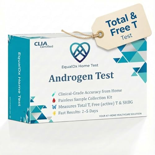 EqualDx 3-in-1 Androgen Test at-Home Sample Collection Kit | Measure Total T Free (Active) T & SHBG for Wellness Tracking | CLIA Lab Tested | Painless Collection