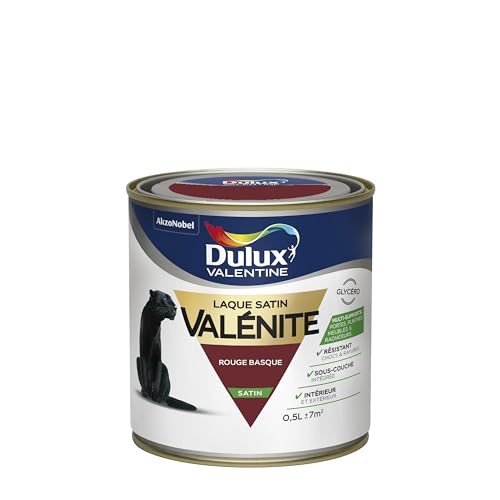 Dulux Valentine Peinture Laque Valénite Glycéro multisupport intérieur-extérieur – Grande résistance pour boiseries et ferronneries - aspect Satin Rouge...