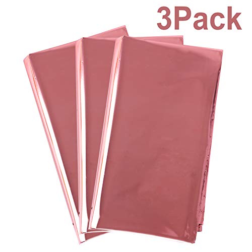 Uratot 3 Pack Rose Gold Foil Tablecloth Table Cover Shiny Tablecloth For Party Wedding, Anniversary, Thanksgiving, Christmas, 40 X 108 Inches #TOP1