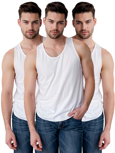 Image of COSCO ABALA 100% Combed Cotton Vest for Men, Sleeveless, White, Pack of 3 | Regular Fit, Deep Round Neck, Large Armholes, Tagless Design, Soft Feel, Breathable, Stretchable Fabric, Everyday Wear
