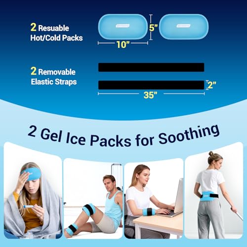 Image of Comfytemp Gel Ice Packs for Injuries Reusable, FSA Eligible HSA, Hot Cold Compress Soft Ice Packs, Pain Relief for Ankles, Knees, Wrist, Shoulders, Back and More, Recovery Items for Men Women, 2Packs