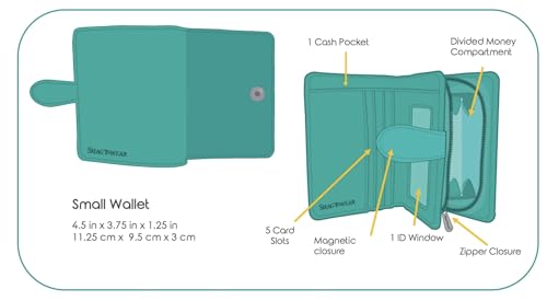 Shag Wear Garden Goat Small Wallet for Women and Teen Girls Whimsical Goat and Sunflower Design Vegan Leather Bifold with Card Slots and Coin Pocket Black 4.5"3