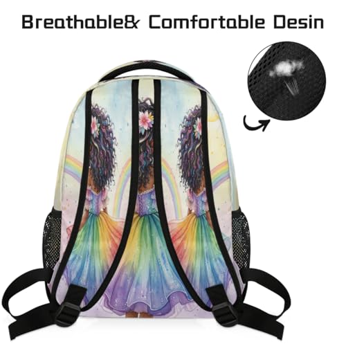 Mochila de viaje ligera negra que reduce el peso en la espalda para adolescentes 4