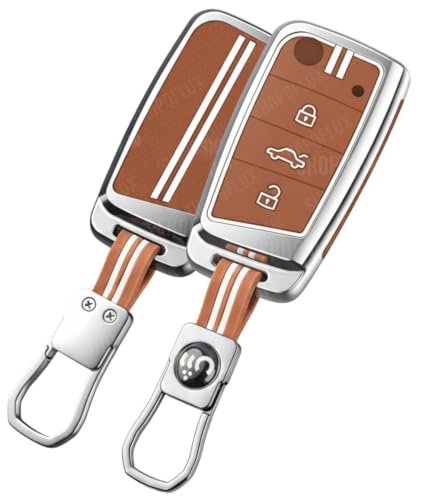 Image of SHOPOFLUX Metal Key Cover Compatible for Skoda & Volkswagen Cars Kylaq | Slavia | Kushaq | Octavia | Virtus | Taigun | Tiguan | T Roc 3 Button Flip Key