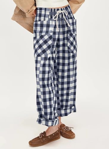 Image of Acelitt Women Checkered Pants with Pockets, S-XXL