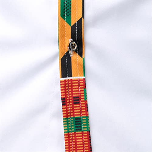 Chemise Dashiki homme imprimé patchwork vêtement africain blanc taille S