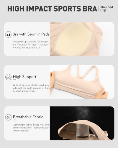 Image of RUNNING GIRL Sports Bras for Women High Support,Racerback High Impact Sports Bra Moulded Cup Workout Bra Push up
