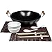 BAKAJI Set Sushi Giapponese per 2 Persone con Padella WOK Bacchette Ciotole e Cucchiai in Ceramica Tovagliette e Portabacchette in Ceramica Accessori Casa Cucina