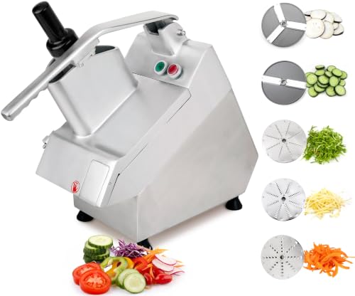 Image of Tartle Kitchen 750W Electric Vegetable Chopper - Commercial Food Processor with Continuous Feed, Dual Feed Openings, 5 Discs for Slicing, Shredding, & Grating - Restaurant-Grade, NSF & ETL Certified