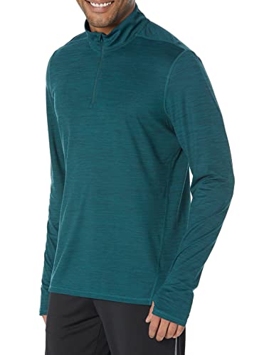 Amazon Essentials Men's Tech Stretch Quarter-Zip Shirt, Dark Green Space Dye, Medium #TOP18