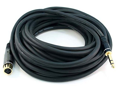Image of Monoprice 104773 35-Feet Premier Series XLR Female to 1 /4-Inch TRS Male 16AWG Cable Black & Premier Series 1 /4 Inch (TRS) Male to Male Cable Cord - 35 Feet- Black 16AWG (Gold Plated)