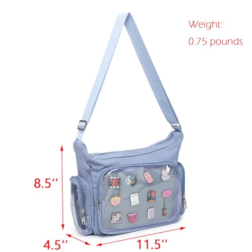 Image of Canvas Ita Bag Crossbody Shoulder Bag Kawaii Purses and Handbags with Anime Pins Display Medium