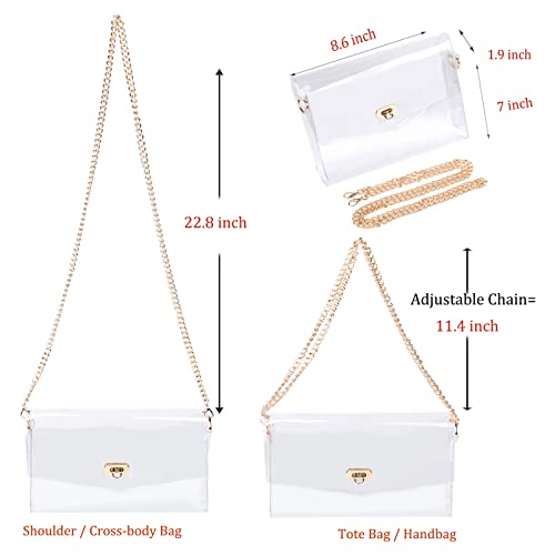 JOMPARO Clear Purses for Women Stadium Events Clear Crossbody Bag with Metal Chain4