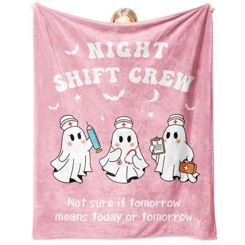 Glydein Nurse Gifts for Women Men - Night Shift Crew Flannel Soft Nurse Blanket for Women Decor Nursing LPN RN Gifts Nurses Appreciation Week Day Graduation Gift - 50 x 60