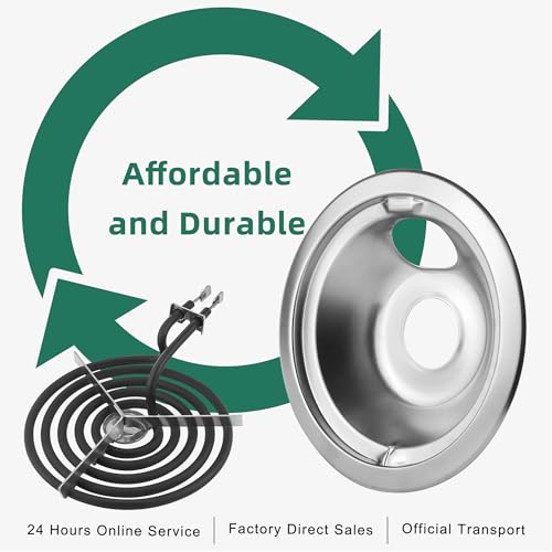 Electric Stove Burner Drip Pans WB31T10010(6") WB31T10011(8")+Electric Stove Burner Replacement WB30M1(6") and WB30M2(8") Compatible for G-E Hot-point Ken-more Electric Range by MIFLUS