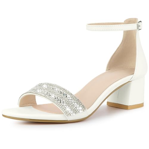 Sandales à talon épais Allegra K blanches en taille 37.5 pour un mariage élégant