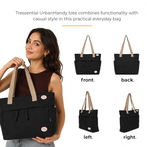 Image of Tressential Canvas Tote Bag, HandBag for Women, Multi-Pocket Design, Casual Style for Office & College