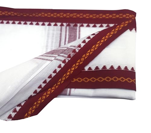Image of Handloom Pure Cotton Traditional God Towel | Gamcha /Angocha Towel | Fast Absorbing Bath Towels for Men, Women & Kids | Perfect for Everyday Use |Pack of 1 | Size 76 x 178 cm | White