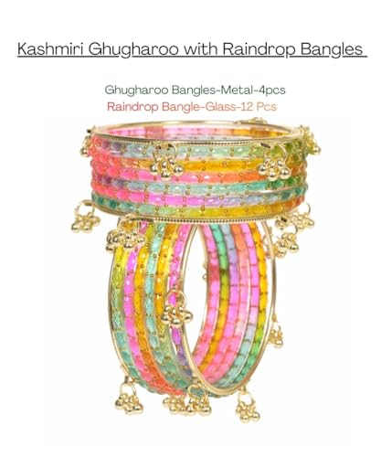 Image of Swara Creations Kashmiri Ghungroo glass Bangles set | Viral Raindrop Multi Set for Women and Girls | Set of 16 Pcs (SKU415)