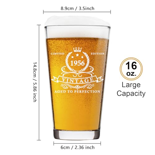 LIGHTEN LIFE 70th Birthday Gifts for Men 16oz,1956 Beer Glass in Barrel Box,70th Birthday Gift Ideas,1956 Pint Glass for 70 Years Old Dad,Husband by LIGHTEN LIFE - Image 2