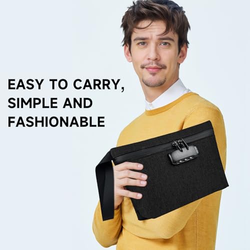 BOJLY Smell Proof Bag with Combination Lock 12.5 inch x 7.5 inch Waterproof Zipper Organizer for Travel Tote Bag Black - Image 5