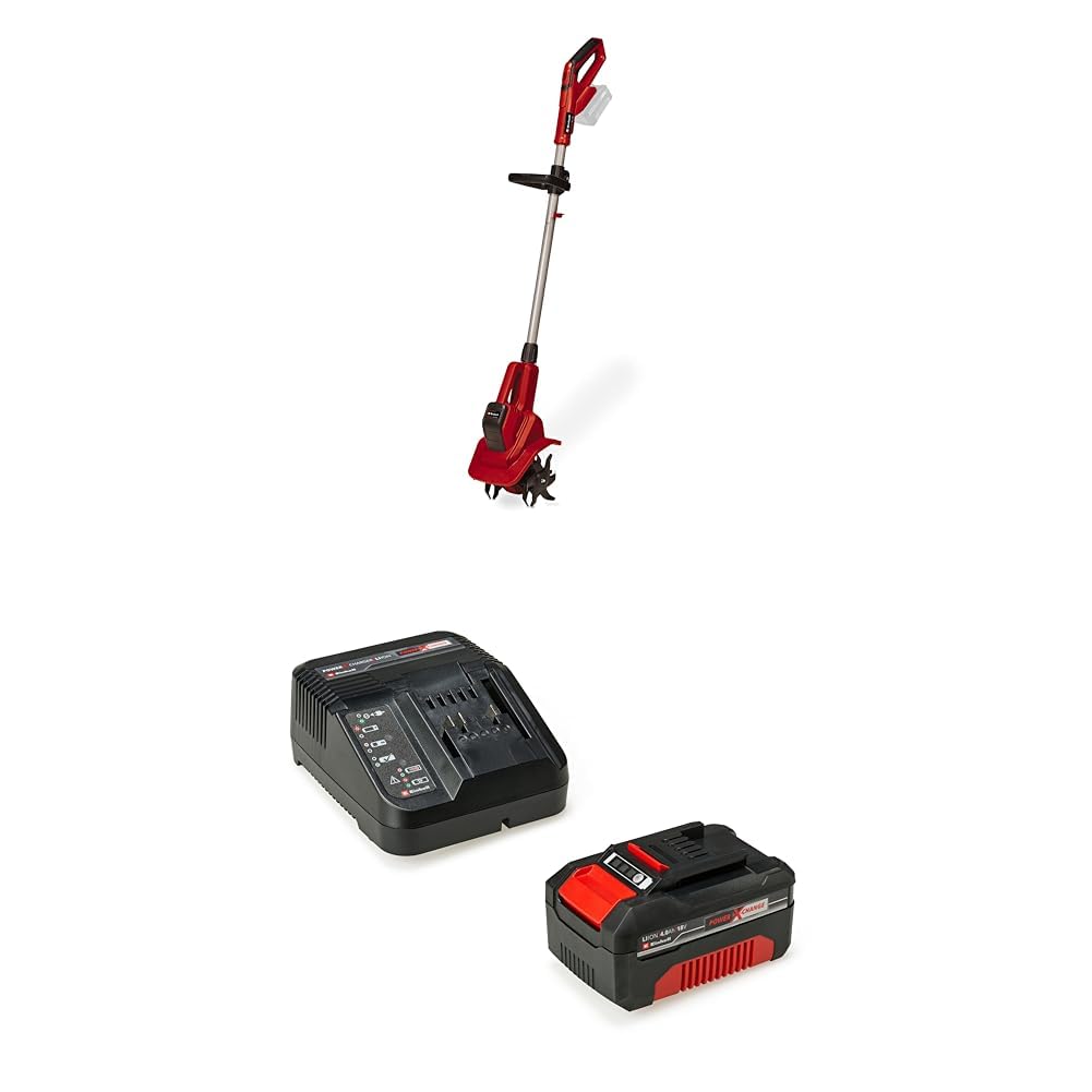 Einhell Glebogryzarka akumulatorowa GE-CR 18/20 Li E-Solo Power X-Change & Einhell Power X-Change Akumulator z Ładowarką, Czarny/Czerwony, ‎