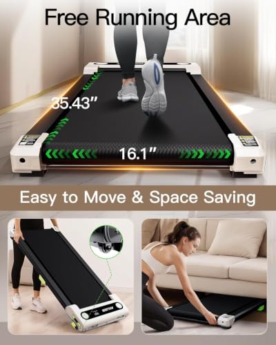 AKLUER Incline Under Desk Treadmill - 2.5HP Home Walking Pad, Compact Fitness Equipment with Remote Control & LED Display, White - image 6