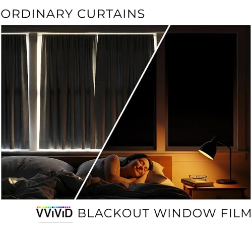 Image of VViViD Total Blackout Adhesive Vinyl Window Tinting Sheets (50ft x 5ft, Matte Black)