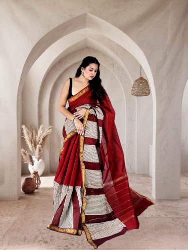 REENAA'S maroon maheshwari silk saree – image 2