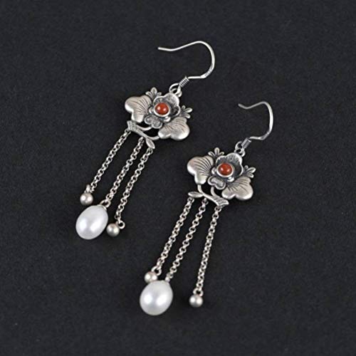 Agate rouge du Sud en boucles d'oreilles fleurs au style thaïlandais vintage chic