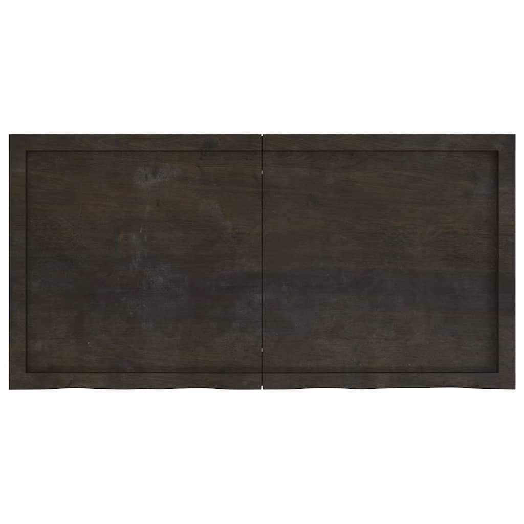 Piano in legno di rovere massiccio, 120 x 60 x (2-4) cm, marrone scuro con bordo alberi, stabile come piano di lavoro di ricambio per scrivania, sala da pranzo, ufficio, mobili fai da te e uso esterno