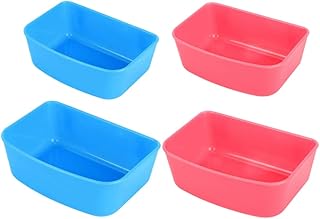 4 Pack Rabbit Feeder Guinea Pig Plastic Food Basin with Hook Plastic Rabbit Water Bowl,Guinea Pig Food Basin Dish, for Rabbit/Guinea Pig/Chinchilla/Bunny (Blue + Pink)